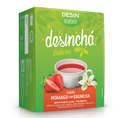 Desinchá Morango com Baunilha 10 Saquetas - Desinchá - 7898684481801