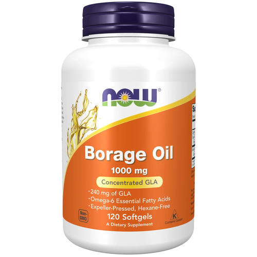 Now Borage Oil 1000 mg with 240mg of GLA (Gamma Linolenic Acid) 120 Softgels