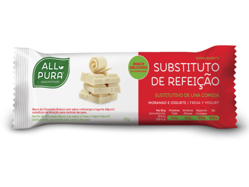 All Pura Barra Substituta de Refeição Chocolate Branco Morango e Iogurte 55g - All Pura - 5605481612213