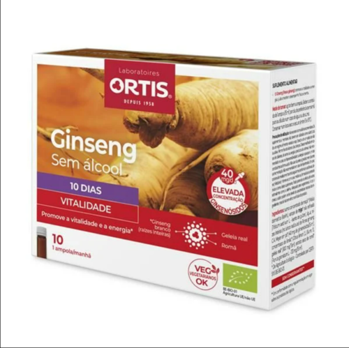 Ortis Ginseng com Geleira Real Bio sem alcool 10 ampolas