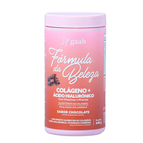 Gaab Fórmula de Beleza Colagénio + Ácido Hialurónico Sabor Chocolate 240g - DESIN GAAB - 7898684481863