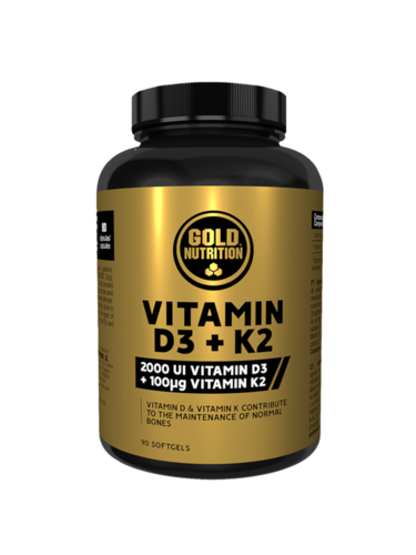 Vitamin D3 (2000 IU) + K2 – 90 cápsulas – Gold Nutrition - GoldNutrition - 5601607079113