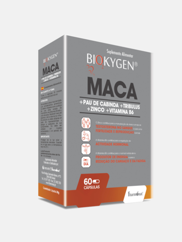 Biokygen Maca + Pau de Cabinda + Tribulus + Zinco + Vit B6 - 60 Cáps - Fharmonat - 5600315102977
