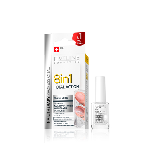 Eveline Cosmetics Endurecedor de Unhas Intensivo – Ação Total 8 em 1 – SILVER SHINE - Eveline Cosmetics - 5901761971873