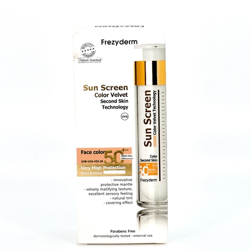 Frezyderm Protetor Solar com cor Toque veludo SPF 50 50ml. - FREZYDERM - 5202888222351