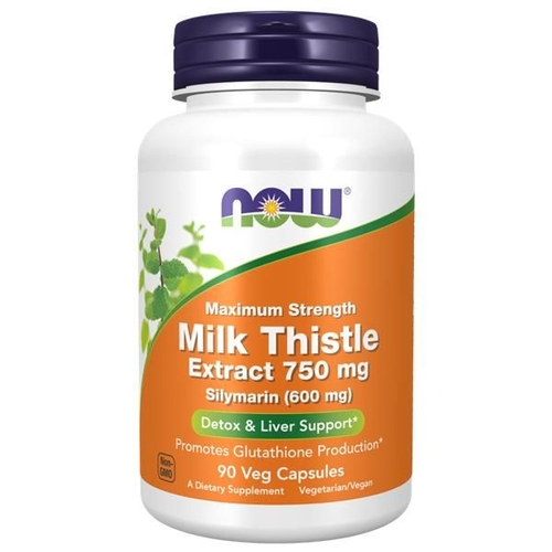 Maximum Strength Milk Thistle Extract 750mg (Silymarin 600mg) – 90 cápsulas – Now - Now Foods - 733739047953