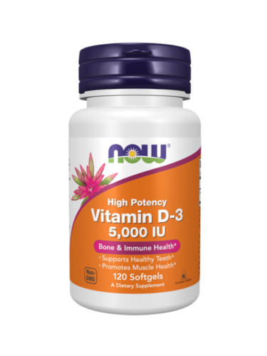Vitamin D3 5000 IU – 120 cápsulas – Now - Now Foods - 733739003720