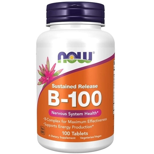 Vitamina B-100 Libertação prolongada - 100 Comprimidos  - NOW - Now Foods - 733739004390