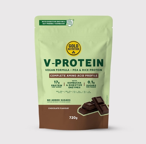V-Protein Chocolate GoldNutrition - 720g - Proteína de Ervilha e de Arroz - GoldNutrition - 5601607078284