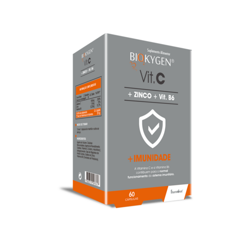 Biokygen Vitamina C  Zinco  Vitamina B6 - 60 cápsulas - Fharmonat - 5600315097617