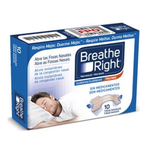 Breath Right Pensos Nasais Clássicos Peq/Médio 10 Unidades - Rhinomer - 8470003062336