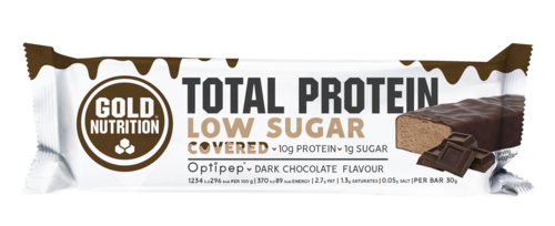 Total Protein Low Sugar Covered Chocolate Negro - GoldNutrition - 5601607076747